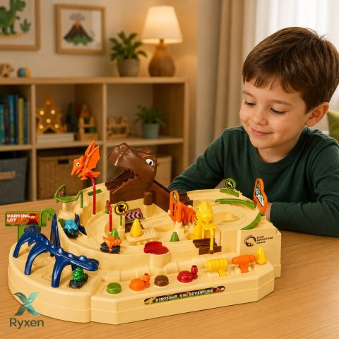 Interaktywny Tor Zręcznościowy Manualny Z Dinozaurami 8 Wyzwań Pojazdy LEAN TOYS