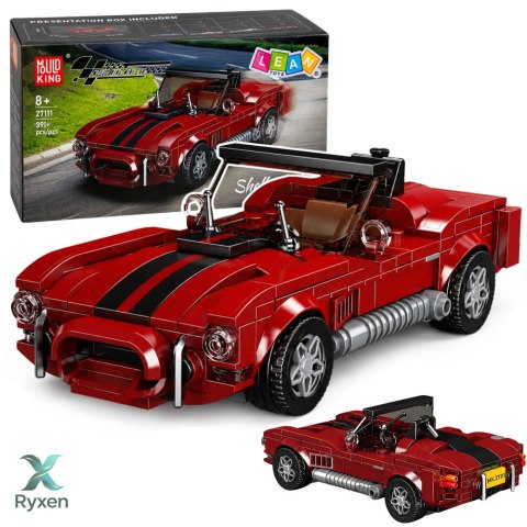 Klocki Konstrukcyjne Samochód Klasyczny S.Cobra Czerwony Gablotka 391 el. LEAN TOYS