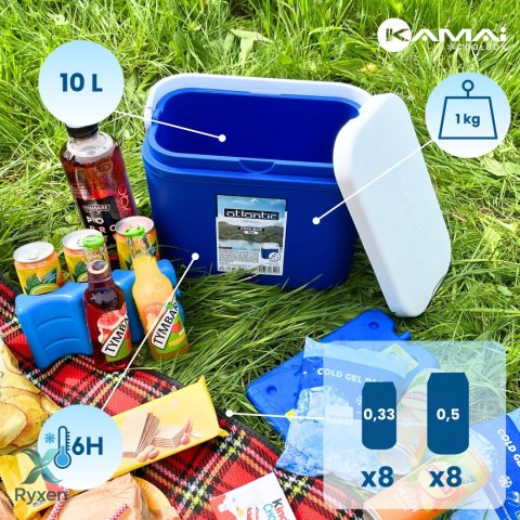 Lodówka CEGECO 10L Niebieska z Białą Pokrywą Kamai Kamai COOLBOX