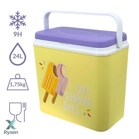Lodówka CEGECO 24L Żółta wzór Lody Kamai Kamai COOLBOX