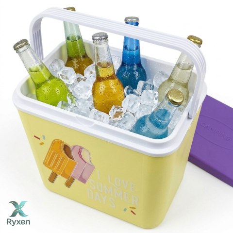 Lodówka CEGECO 24L Żółta wzór Lody Kamai Kamai COOLBOX