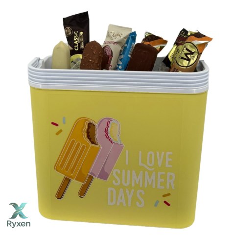 Lodówka CEGECO 24L Żółta wzór Lody Kamai Kamai COOLBOX