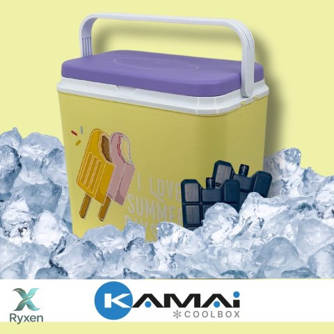Lodówka CEGECO 24L Żółta wzór Lody Kamai Kamai COOLBOX