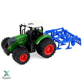 Traktor Rolniczy Farmerski Z Kultywatorem Agregat Uprawowy Zielony 1:24 LEAN TOYS