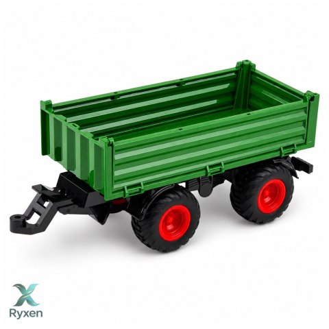 Traktor Rolniczy Farmerski z Przyczepą Wywrotką Gumowe Koła Zielony 1:24 LEAN TOYS