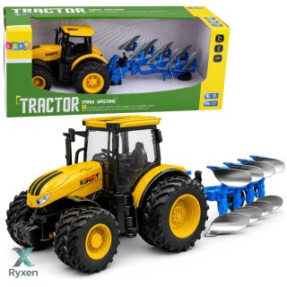 Traktor Rolniczy Z Pługiem Wieloskibowym Światła Dźwięki Żółty 1:24 LEAN TOYS