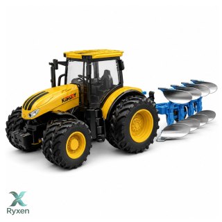 Traktor Rolniczy Z Pługiem Wieloskibowym Światła Dźwięki Żółty 1:24 LEAN TOYS
