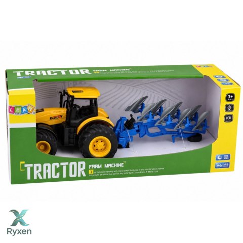Traktor Rolniczy Z Pługiem Wieloskibowym Światła Dźwięki Żółty 1:24 LEAN TOYS