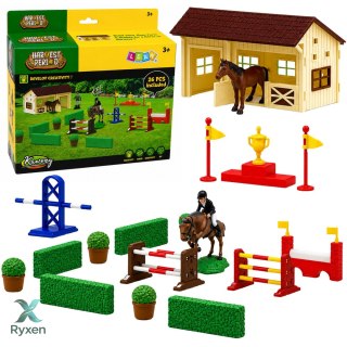 Zestaw Farma Stadnina Koni Tor Przeszkód Stajnia Konie Figurki 26 el. LEAN TOYS