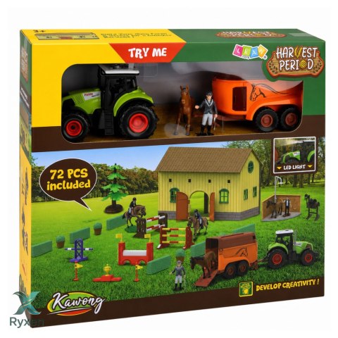 Zestaw Farma Stadnina Traktor Tor Przeszkód Skocznie Konie Figurki 72 el. LEAN TOYS