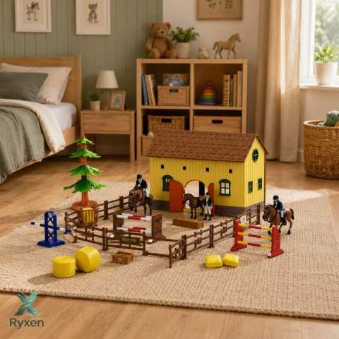 Zestaw Farma Stajnia Dla Koni Skocznie Dla Koni Figurki Akcesoria 69 el. LEAN TOYS