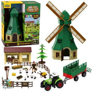 Zestaw Farma Z Traktorem Wiatrak Stajnia Przyczepa Figurki Zwierzęta 45 el. LEAN TOYS
