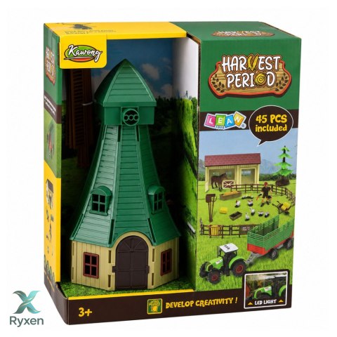Zestaw Farma Z Traktorem Wiatrak Stajnia Przyczepa Figurki Zwierzęta 45 el. LEAN TOYS