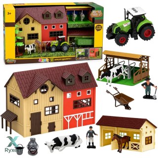 Zestaw Farma Z Traktorem i Stodołą Zwierzęta Figurki Akcesoria 37 el. LEAN TOYS