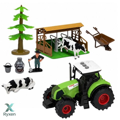 Zestaw Farma Z Traktorem i Stodołą Zwierzęta Figurki Akcesoria 37 el. LEAN TOYS