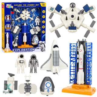 Zestaw Kosmiczny Stacja Rakieta Wahadłowiec Satelity Kosmonauci Światła LEAN TOYS