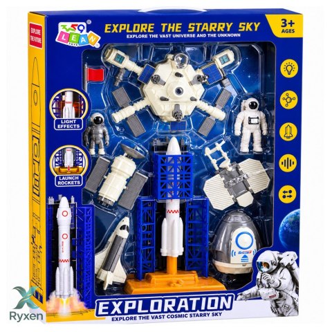 Zestaw Kosmiczny Stacja Rakieta Wahadłowiec Satelity Kosmonauci Światła LEAN TOYS