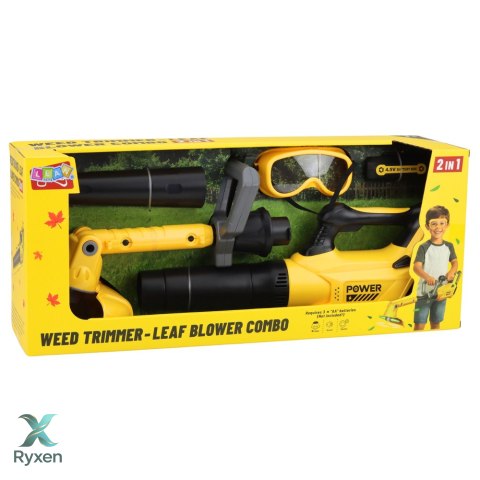 Zestaw Ogrodowy Podkaszarka Dmuchawa Do Liści 2w1 Dla Dzieci Światła Dźwięk LEAN TOYS