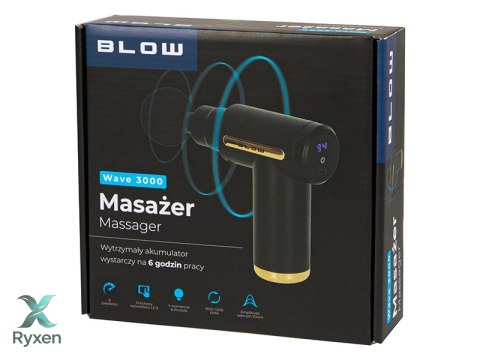 44-349# Pistolet do masażu masażer blow wave 3000 + 4 końcówki Blow