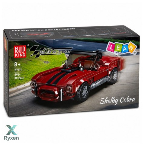 Klocki Konstrukcyjne Samochód Klasyczny S.Cobra Czerwony Gablotka 391 el. LEAN TOYS