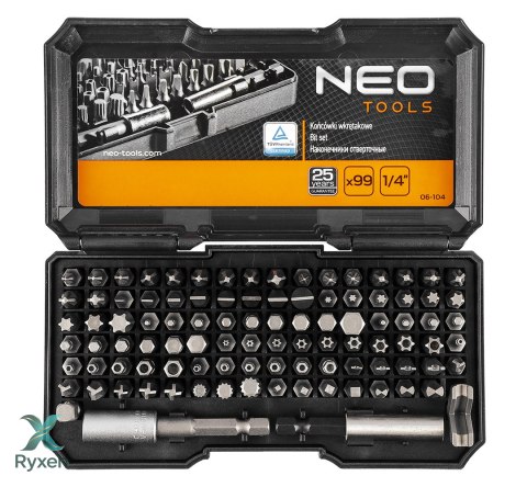 Końcówki wkrętakowe z uchwytem, zestaw 99 szt. NEO TOOLS