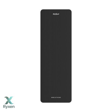 Mata gimnastyczna do ćwiczeń joga, pilates, fitness, 183x61cm, grubość 1.5cm, materiał NBR, czarna, REBEL ACTIVE Rebel