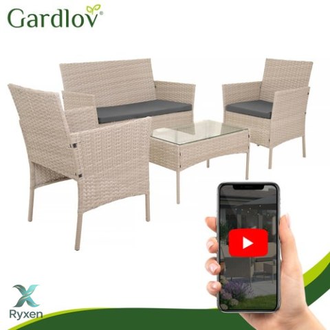 Meble ogrodowe rattanowe beżowe Gardlov 26909 GARDLOV