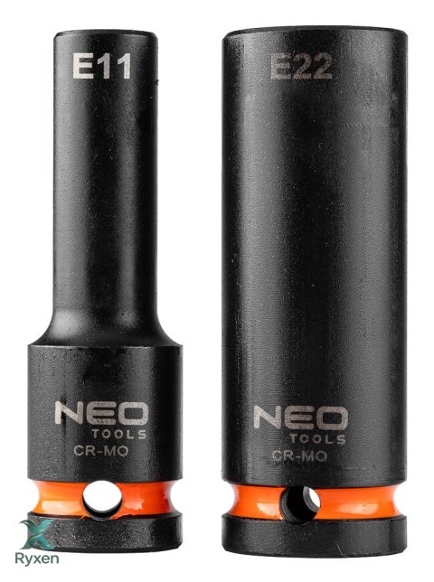 Nasadki udarowe 1/2", E10-E24, zestaw 9 szt., CrMo NEO TOOLS