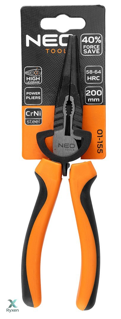 Szczypce wydłużone proste 40% FS 200 mm NEO TOOLS