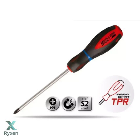Wkrętak krzyżowy phillips ph3x150mm, stal s2, uchwyt 3-mat. Dedra