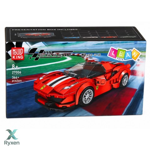 Klocki Konstrukcyjne Samochód Sportowy Wyścigowy Gablotka Czerwony 364 el. LEAN TOYS