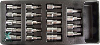 Tacka z zestawem bitonasadek hex i torx 19szt. proline Proline