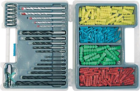 Wiertła metal, drewno, beton, bity, kołki 300 szt pud.plast Mega