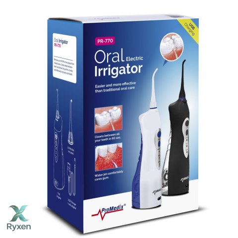 Irygator bezprzewodowy Promedix, dentystyczny, stomatologiczny do zębów, zapasowe końcówki, kolor biały, PR-770 W ProMedix