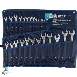 Klucz oczkowo-płaski, kpl. 25 szt., 6-32mm etui Mega