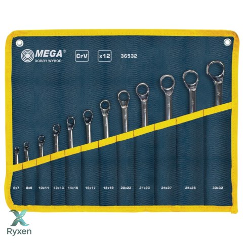 Klucze oczkowe odgięte szt.12 (6*7-30*32mm), cv Mega