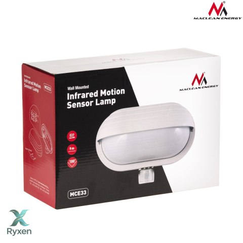 Oprawa ścienna Maclean, z czujnikiem PIR, max. 60W, 180°, MCE33 W Maclean
