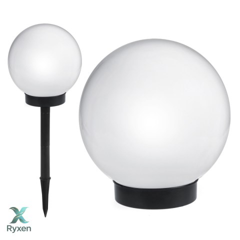 Solarna lampa wolnostojąca ogrodowa GreenBlue, kula 15x15x48cm, bialy LED, GB121 GreenBlue