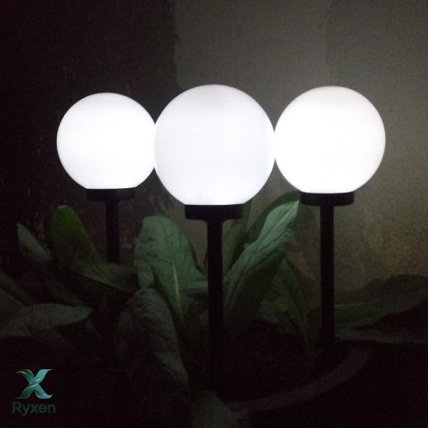 Solarna lampa wolnostojąca ogrodowa GreenBlue, kula 15x15x48cm, bialy LED, GB121 GreenBlue