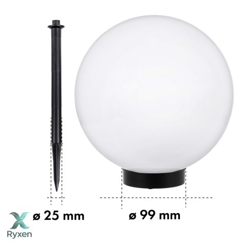 Solarna lampa wolnostojąca ogrodowa GreenBlue, kula 15x15x48cm, bialy LED, GB121 GreenBlue