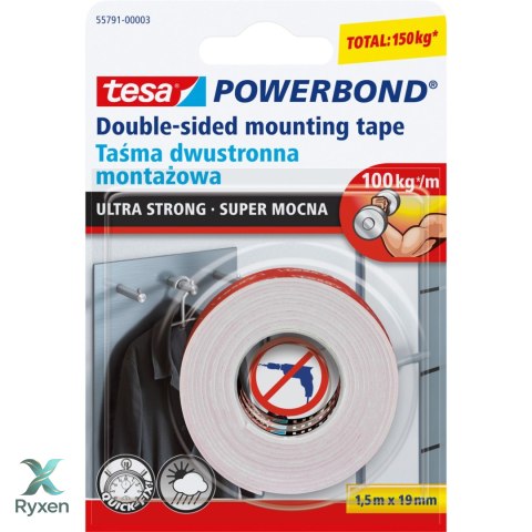 Taśma montaż.powerbond wew.zew.5.0m:19mm(s.moc. Tesa