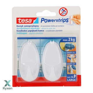 Haczyki samoprzylep.powerstrips 2 szt.owalne,duże,białe Tesa