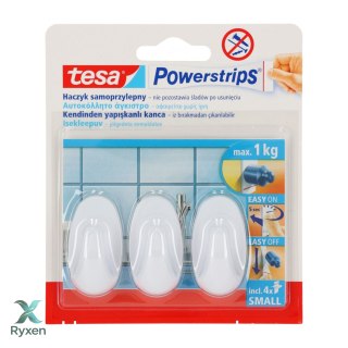 Haczyki samoprzylep.powerstrips 3 szt.owalne małe,białe Tesa