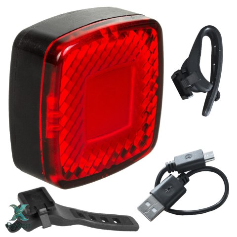 Lampka LED Maclean, Rowerowa tylna, Sensor zmierzchu, USB AUTO STOP COB, Max.125lm, Acu 450mAh, MCE355 Maclean