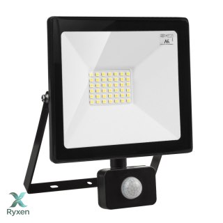 Naświetlacz LED z czujnikiem ruchu Maclean, slim 30W, 2400lm, barwa neutralna biała (4000K), IP44, MCE630 NW PIR Maclean