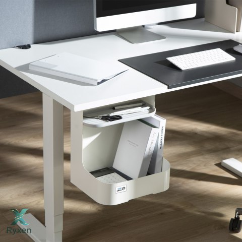 Pojemnik podbiurkowy / organizer z półką na akcesoria Ergo Office, biały, max. 5kg, ER-442 Ergo Office