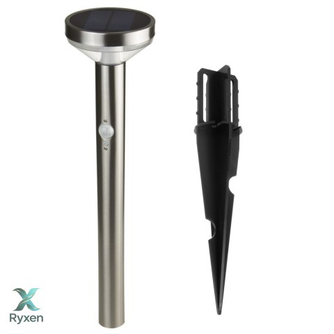Solarna lampa LED Maclean, z czujnikiem, 3 tryby,wbijana, Li-ion 18650, IP44, 3,7V, 1200 mAh, Chrom matt, MCE465 C/M Maclean