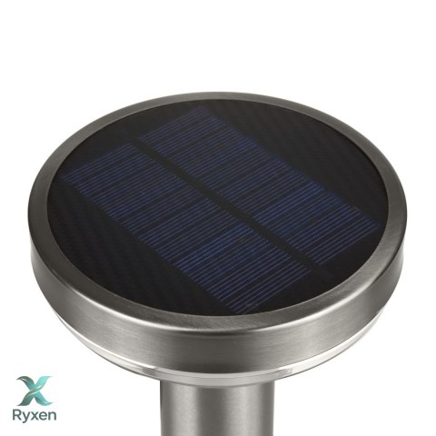 Solarna lampa LED Maclean, z czujnikiem, 3 tryby,wbijana, Li-ion 18650, IP44, 3,7V, 1200 mAh, Chrom matt, MCE465 C/M Maclean