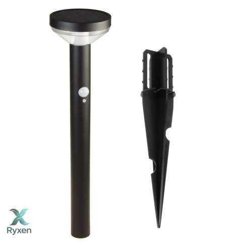 Solarna lampa LED Maclean, z czujnikiem, 3 tryby, wbijana, Li-ion 18650, IP44, 3,7V, 1200 mAh, Czarna, MCE465 B Maclean