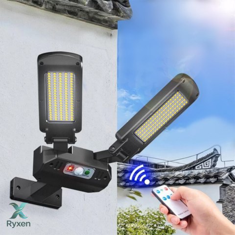 Solarna lampa uliczna LED z czujnikiem ruchu i pilotem Maclean IP54, 5W, 2x450lm, 6500K, Li-ion 2400 mAh, 3 tryby pracy MCE447 Maclean